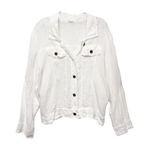 Frederic Linen Frayed Jacket - White