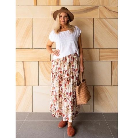 Kloth Layla Skirt - Natural Poppies