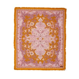 Wandering Folk Ornate Floral Throw - Rosé