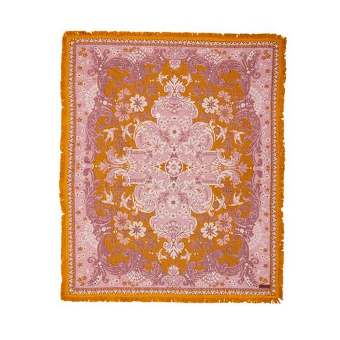 Wandering Folk Floral Throw - Rose