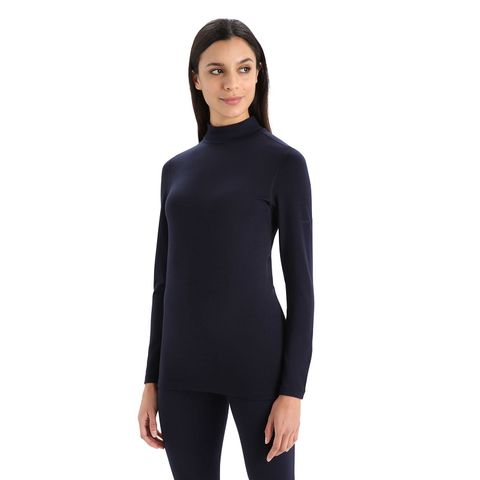 Icebreaker Women's Merino 260 Tech Long Sleeve Turtleneck Thermal Top - Midnight Navy