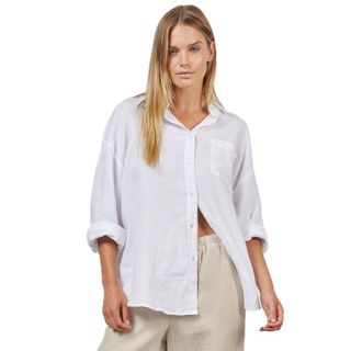 Academy Brand Hampton Long Sleeve Linen - White