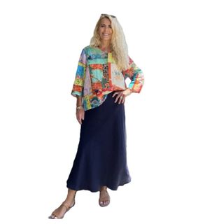 Jiva Maxi Linen Prudence Skirt- Navy