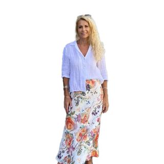 Jiva Maxi Linen Skirt - Orange Rose