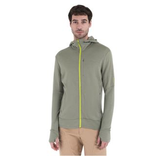 Icebreaker Men's Merino 260 Quantum Iv Long Sleeve Zip Hoodie - Lichen/hyper