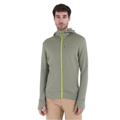 Icebreaker Men's Merino 260 Quantum Iv Long Sleeve Zip Hoodie - Lichen/hyper