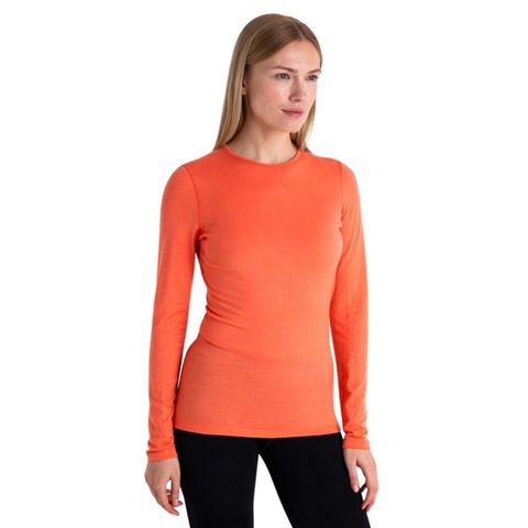 Icebreaker Women's Merino 200 Oasis Long Sleeve Crewe Thermal Top - Tang