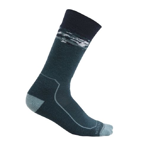 Icebreaker Men's Crew Hike - Medium Cushion - Fathom Green / Black