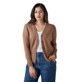 Uimi Edith V Neck Cardigan - Gingerbread