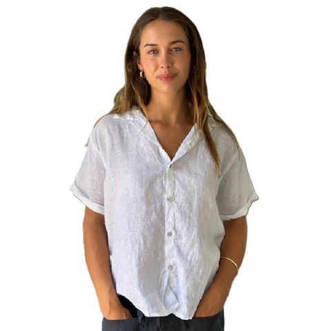 Frockk Women's Linen August Shirt - White