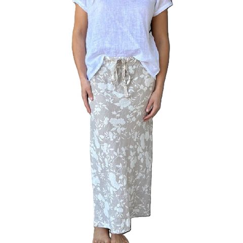 Frockk Women's Linen Anthea Skirt - Natural Floral
