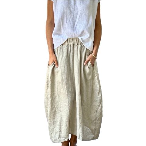 Frockk Women's Linen Lana Skirt - Almond