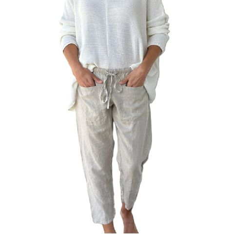 Frockk Women's Linen Jessie Pant - Almond