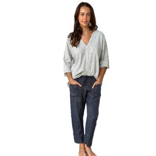 Frockk Women's Linen Jessie Pant - Charcoal