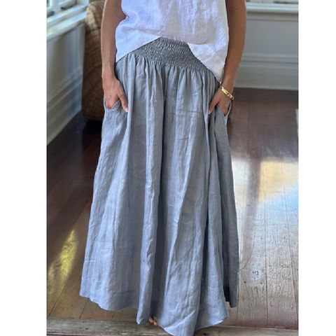 Frockk Women's Linen Lulu Skirt - Pewter