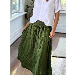 Frockk Women's Linen Lulu Skirt - Moss