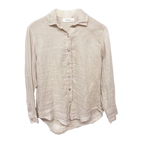 Frockk Women's Linen Eliza Shirt - Almond