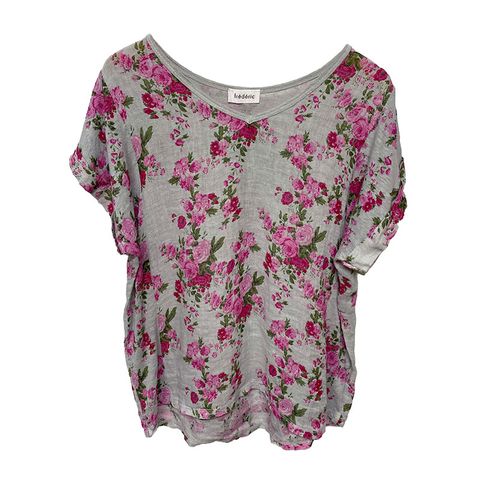 Frederic Linen Floral Shirt - Silver