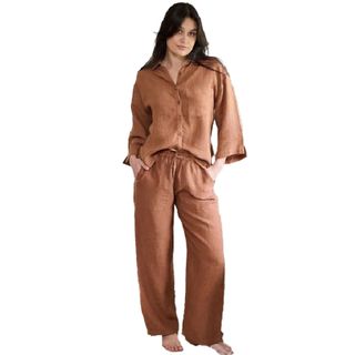 Eadie Lifestyle Fundamental Wide Linen Pant - Nutmeg