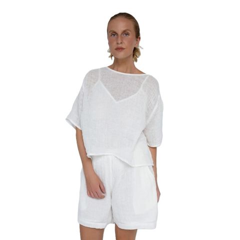 Eadie Lifestyle Women's Olivia Linen Top - White
