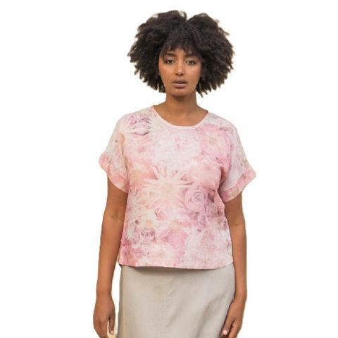 Harriet Jane Linen Shirt - Dahlias And Roses