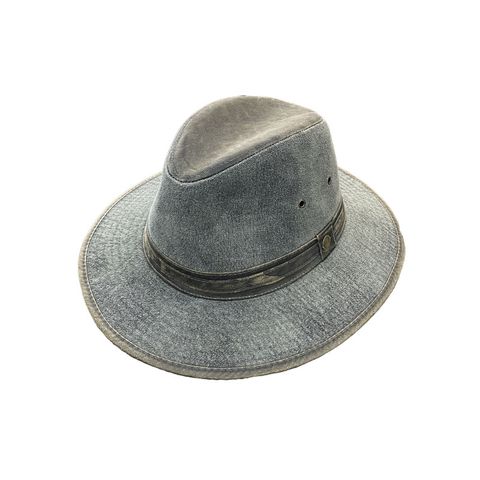 Avenel Cane Washed Cotton Safari Hat - Grey