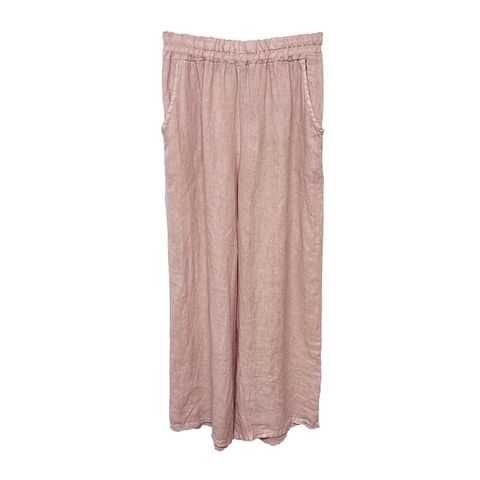 Cindy G Wide Leg Linen Pants - Pink