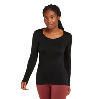 Icebreaker Women's Merino 260 Tech Long Sleeve Scoop Neck Thermal Top - Black