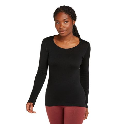 Icebreaker Women's Merino 260 Tech Long Sleeve Scoop Neck Thermal Top - Black