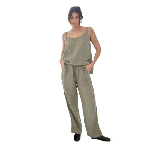 Eadie Lifestyle Fundamental Wide Linen Pant - Pistachio