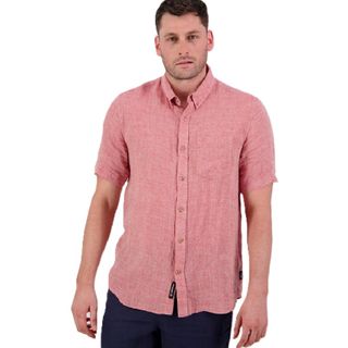 Swandri Men's Humber Short Sleeve Linen Shirt - Campfire Marle