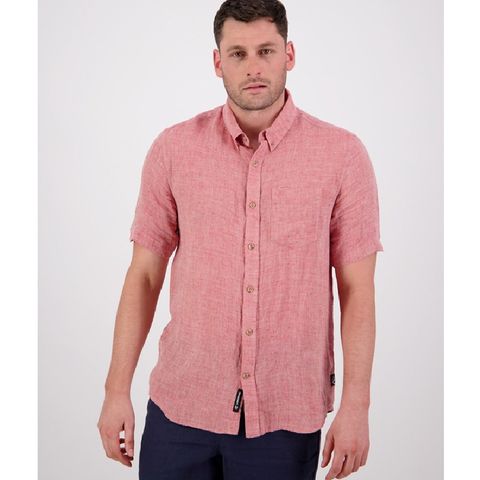 Swandri Men's Humber Short Sleeve Linen Shirt - Campfire Marle