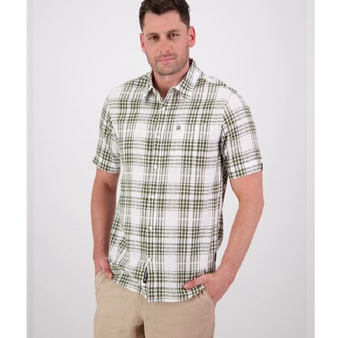 Swandri Men's Greerton Short Sleeve Shirt - Olive Grid