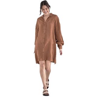 Eadie Women's Fundamental Linen Shift Dress - Nutmeg