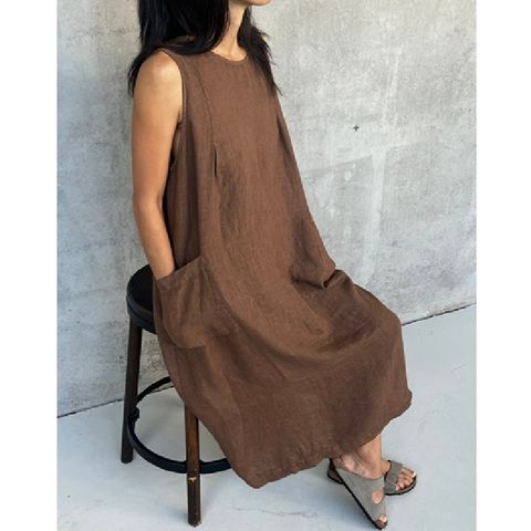 Montaigne Remy Linen Dress - Tabacco