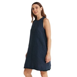 Montaigne Grace Linen Dress - Navy