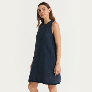 Montaigne Grace Linen Dress - Navy