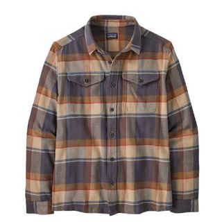 Patagonia Long Sleeved Organic Cotton Midweight Fjord Flannel Shirt - Sunrise Ridge: Forge Grey