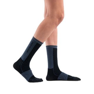 Icebreaker Women's Crew Run - Ultralight Cushion - Black/graphite