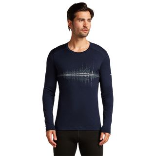 Icebreaker Men's Merino 200 Oasis Crewe - Snow Wave - Midnight Navy