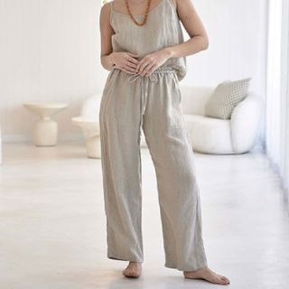 Eadie Lifestyle Fundamental Wide Linen Pant - Natural