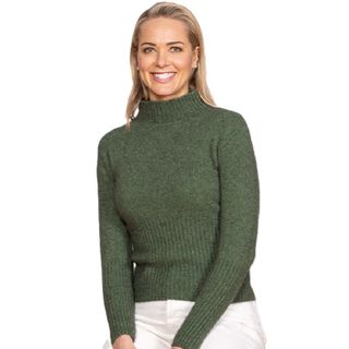 Noble Wilde Women's Rib Turtle Neck Jumper - Jungle