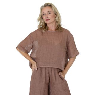 Eadie Lifestyle Olivia Linen Top - Clay