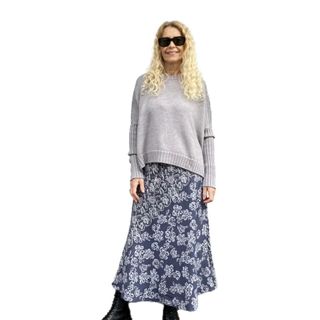 Jiva Maxi Wool / Viscose Prudence Skirt - Blue / Grey