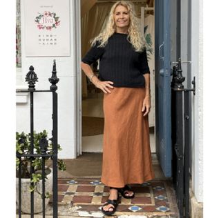 Jiva Maxi Linen Prudence Skirt - Rust
