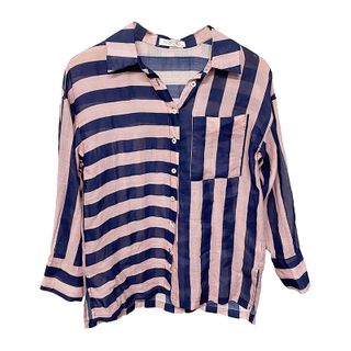 Worthier Women's Faye Striped Shirt - Navy / Pink