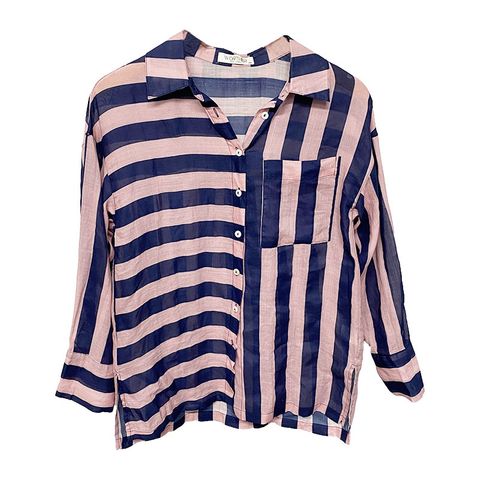 Worthier Women's Faye Striped Shirt - Navy / Pink