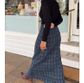Montaigne Francie French Linen Maxi Skirt - Blue Tartan