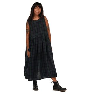 Montaigne Sartene Linen Dress - Blue Tartan