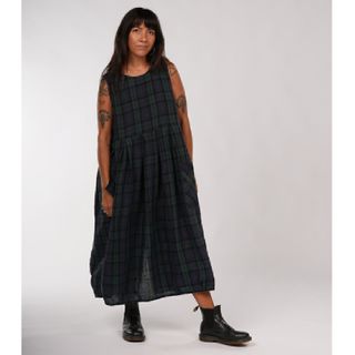 Montaigne Sartene Linen Dress - Blue Tartan